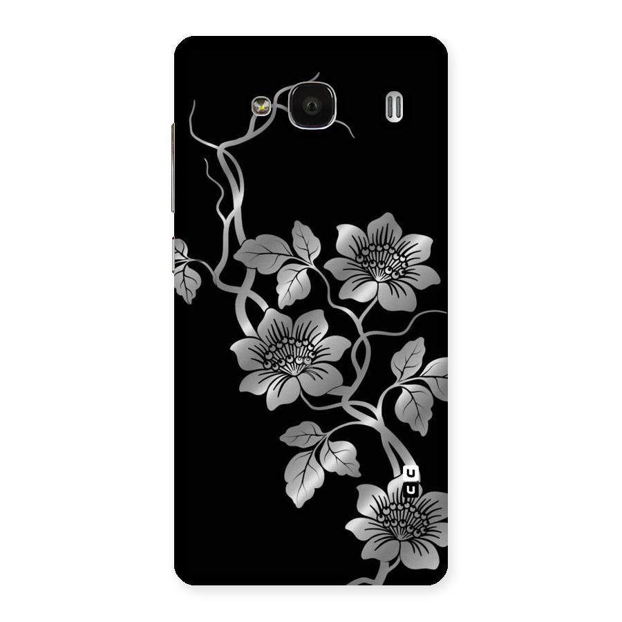 Silver Grey Flowers Back Case for Redmi 2