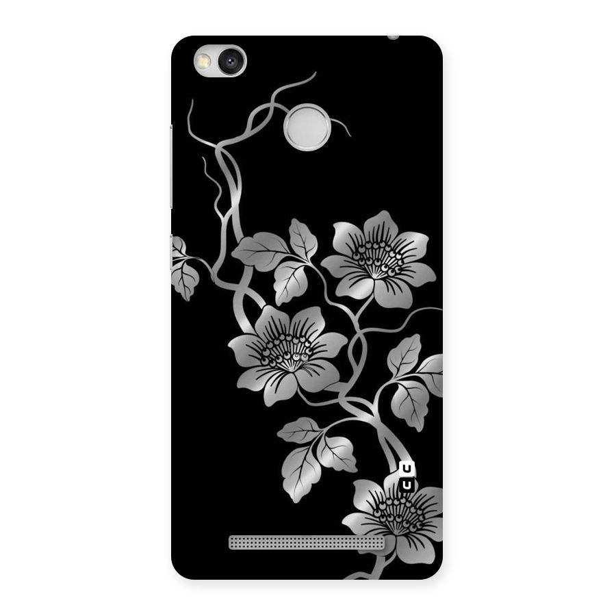Silver Grey Flowers Back Case for Redmi 3S Prime