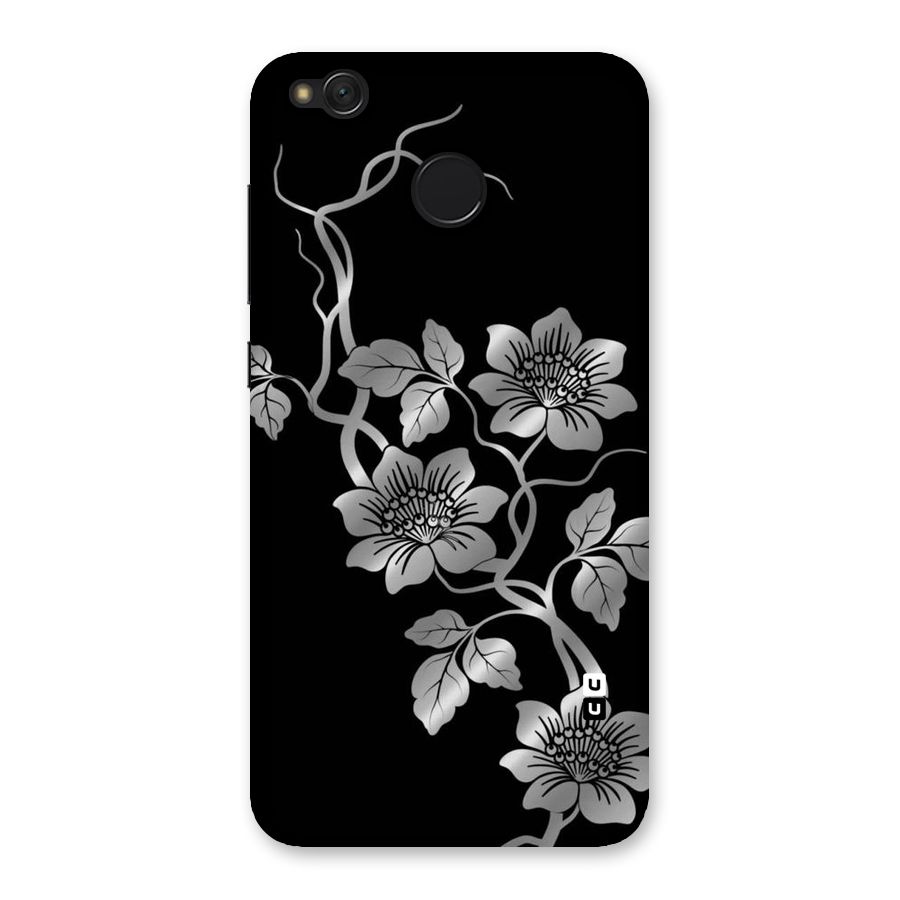 Silver Grey Flowers Back Case for Redmi 4