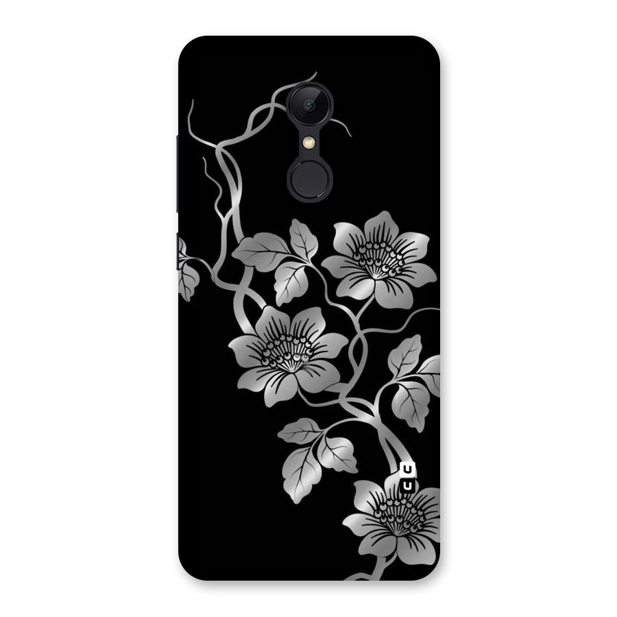Silver Grey Flowers Back Case for Redmi 5