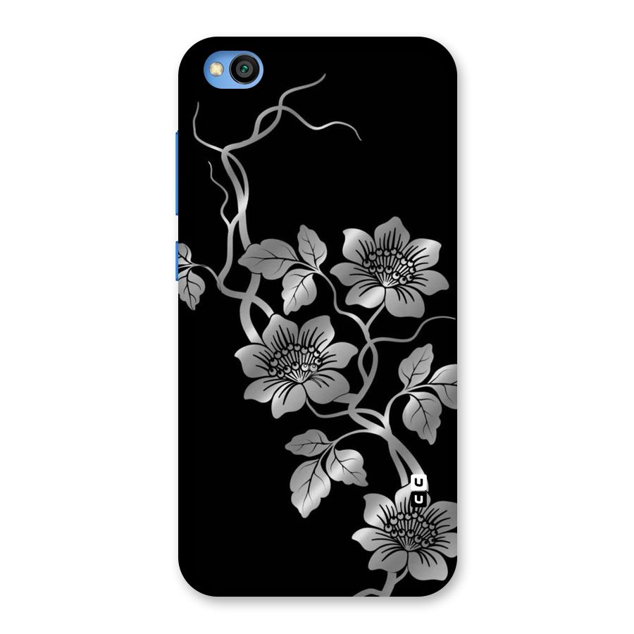 Silver Grey Flowers Back Case for Redmi Go