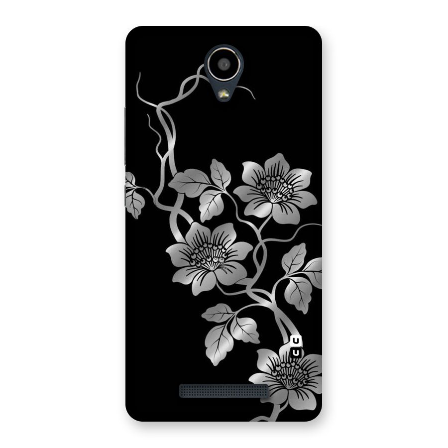 Silver Grey Flowers Back Case for Redmi Note 2