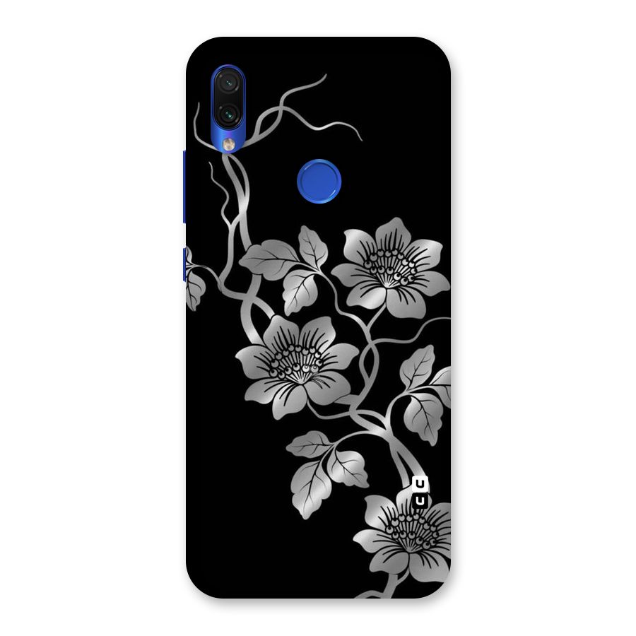 Silver Grey Flowers Back Case for Redmi Note 7S
