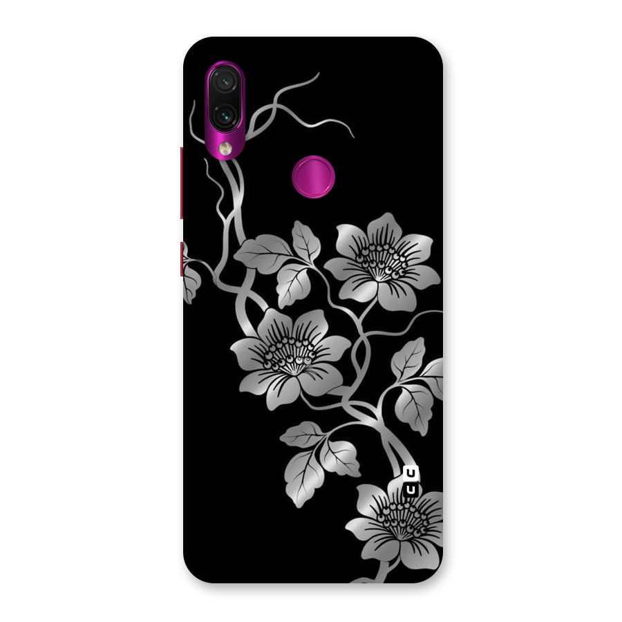 Silver Grey Flowers Back Case for Redmi Note 7 Pro