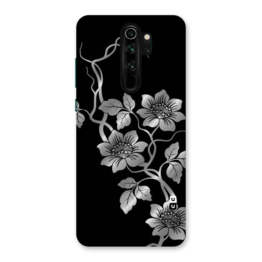 Silver Grey Flowers Back Case for Redmi Note 8 Pro