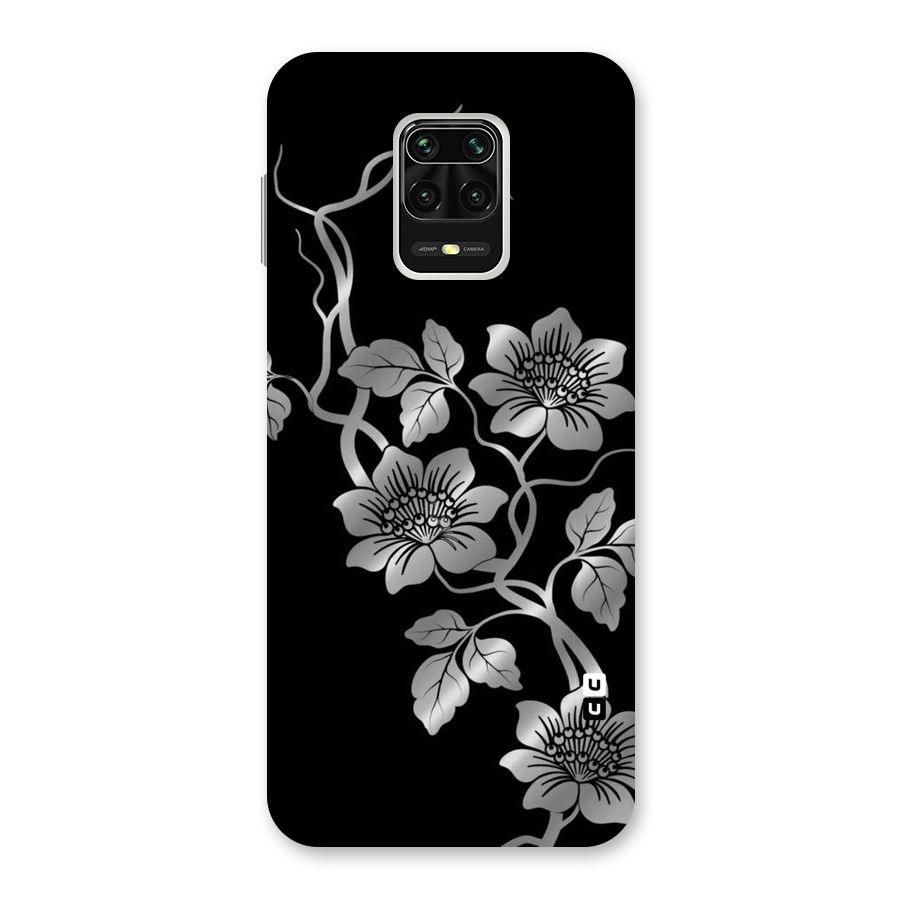 Silver Grey Flowers Back Case for Redmi Note 9 Pro