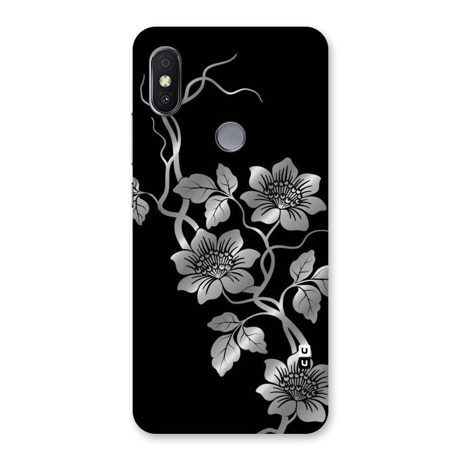Silver Grey Flowers Back Case for Redmi Y2