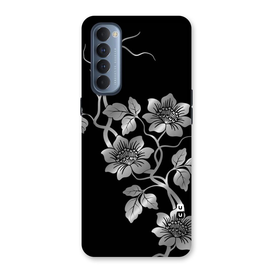 Silver Grey Flowers Back Case for Reno4 Pro