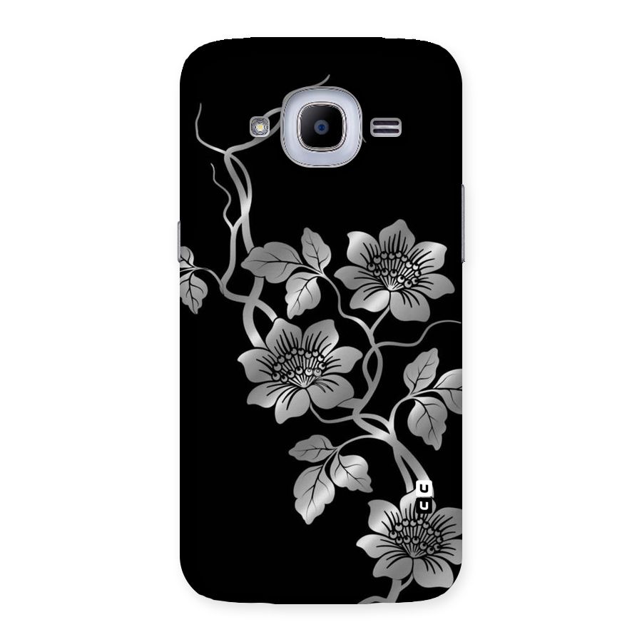 Silver Grey Flowers Back Case for Samsung Galaxy J2 Pro