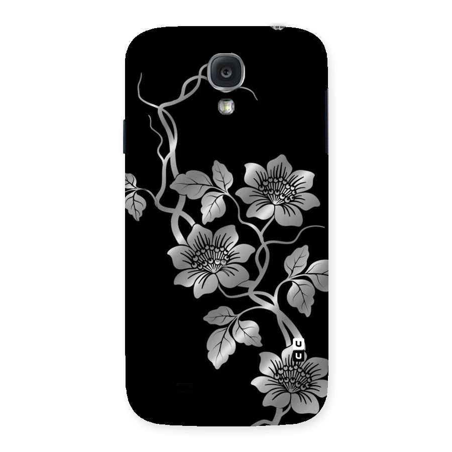 Silver Grey Flowers Back Case for Samsung Galaxy S4