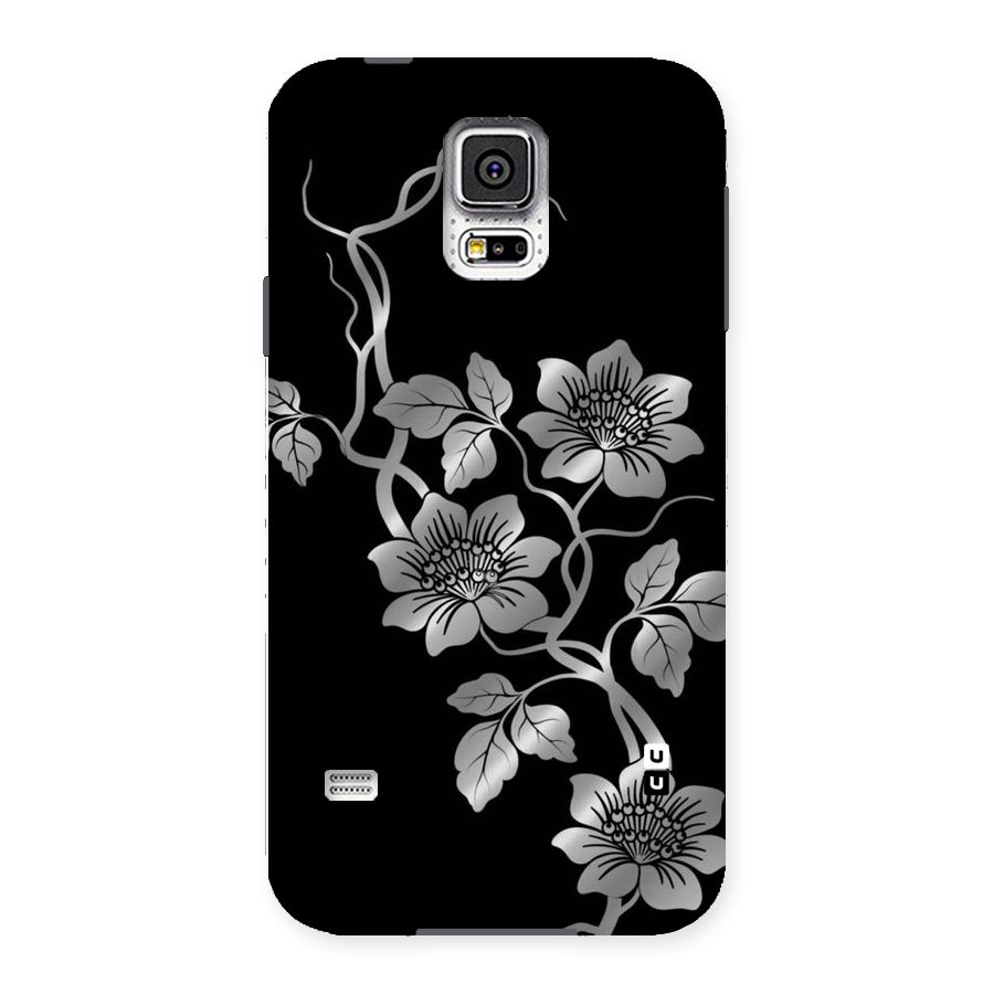 Silver Grey Flowers Back Case for Samsung Galaxy S5