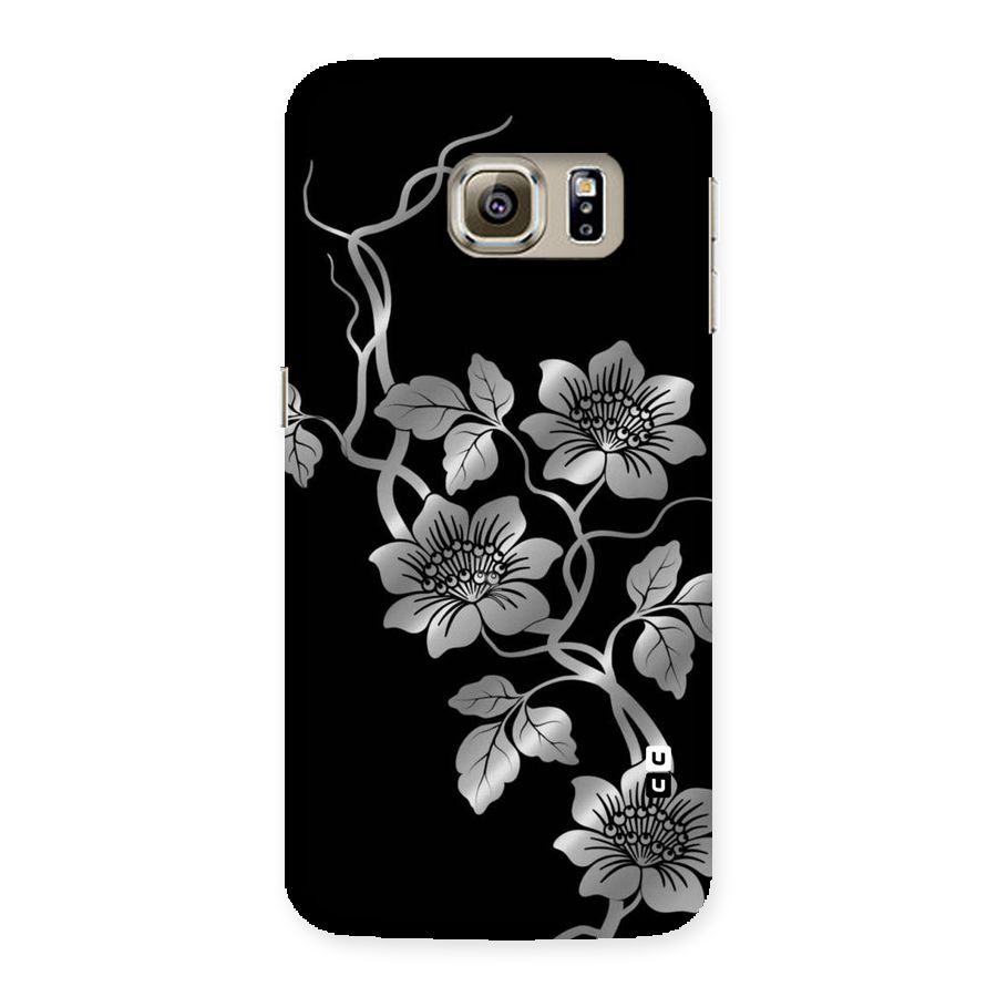 Silver Grey Flowers Back Case for Samsung Galaxy S6 Edge
