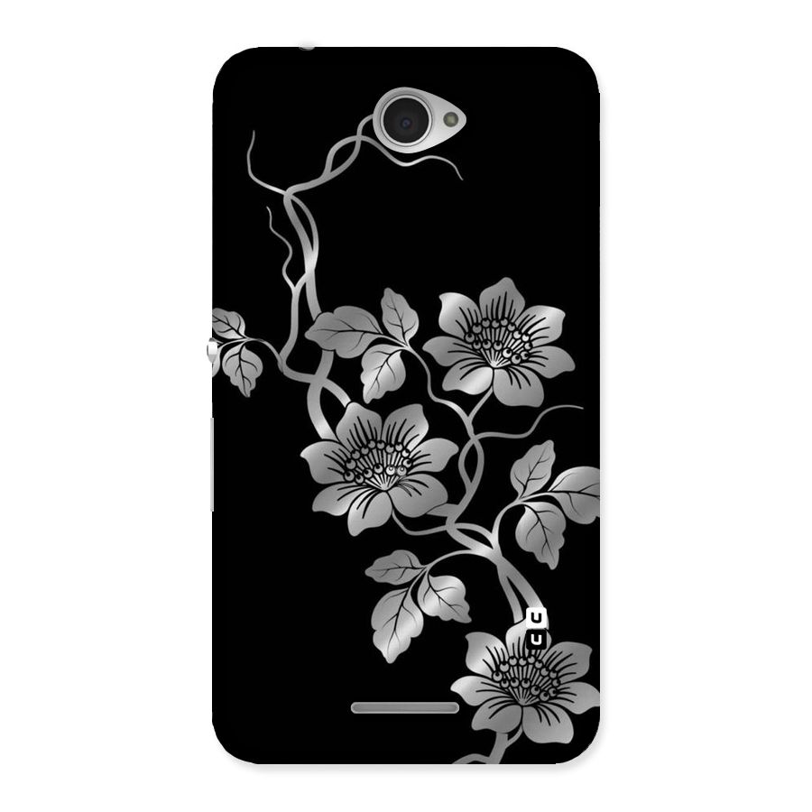 Silver Grey Flowers Back Case for Sony Xperia E4