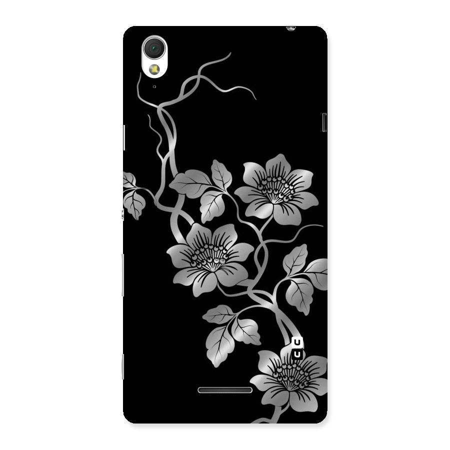Silver Grey Flowers Back Case for Sony Xperia T3