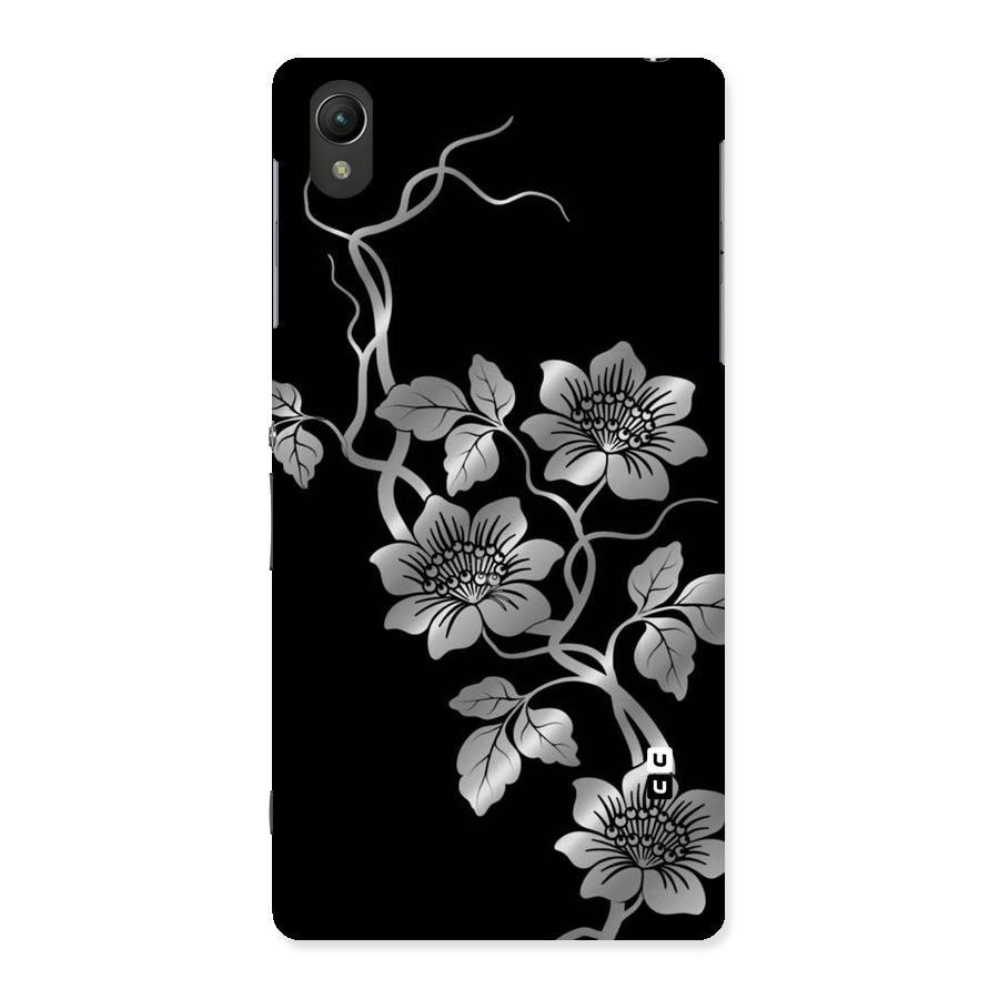 Silver Grey Flowers Back Case for Sony Xperia Z2