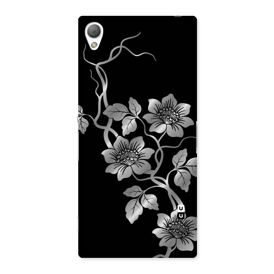 Silver Grey Flowers Back Case for Sony Xperia Z3