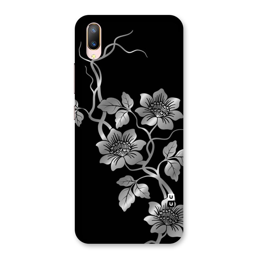 Silver Grey Flowers Back Case for Vivo V11 Pro