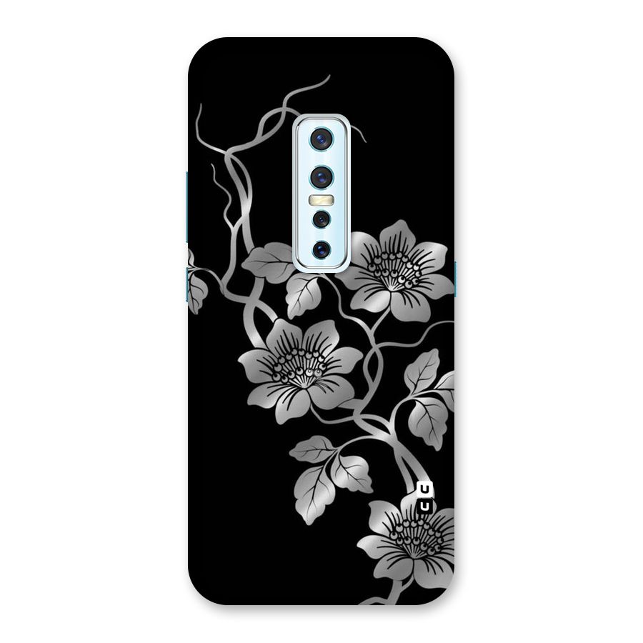Silver Grey Flowers Back Case for Vivo V17 Pro