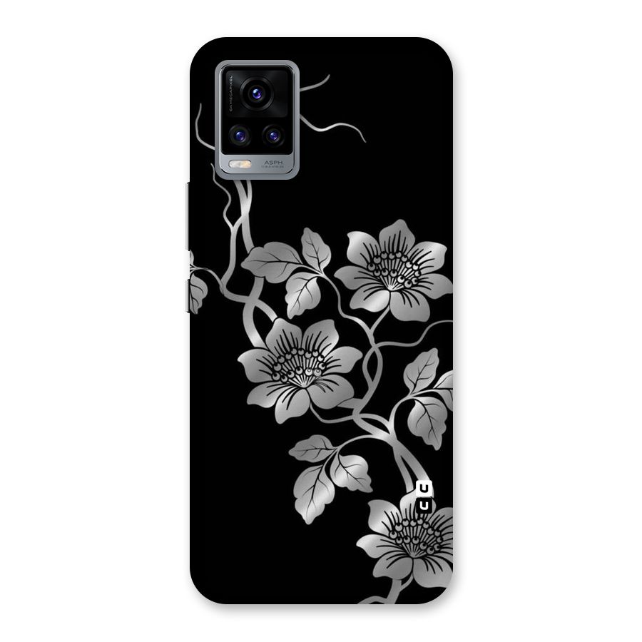 Silver Grey Flowers Back Case for Vivo V20