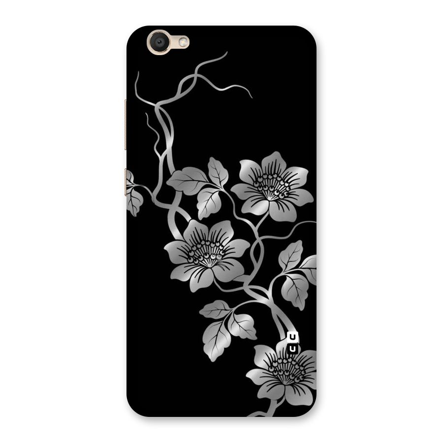 Silver Grey Flowers Back Case for Vivo V5