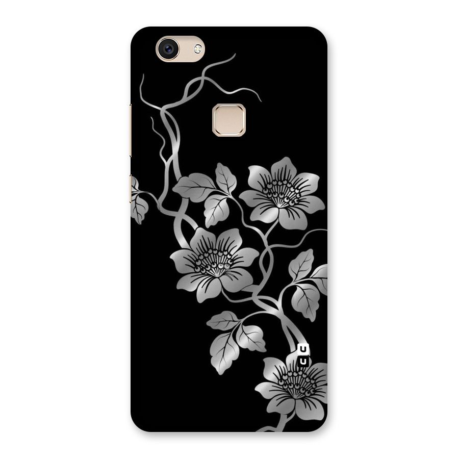 Silver Grey Flowers Back Case for Vivo V7