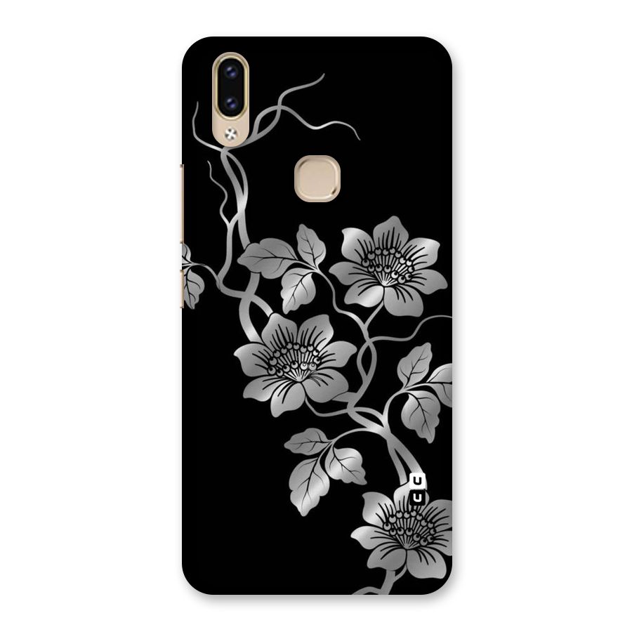 Silver Grey Flowers Back Case for Vivo V9 Youth