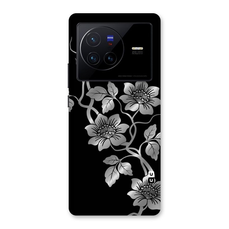 Silver Grey Flowers Back Case for Vivo X80