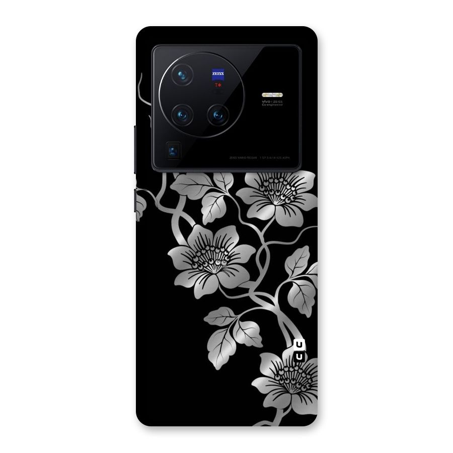 Silver Grey Flowers Back Case for Vivo X80 Pro