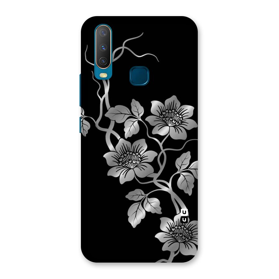 Silver Grey Flowers Back Case for Vivo Y17