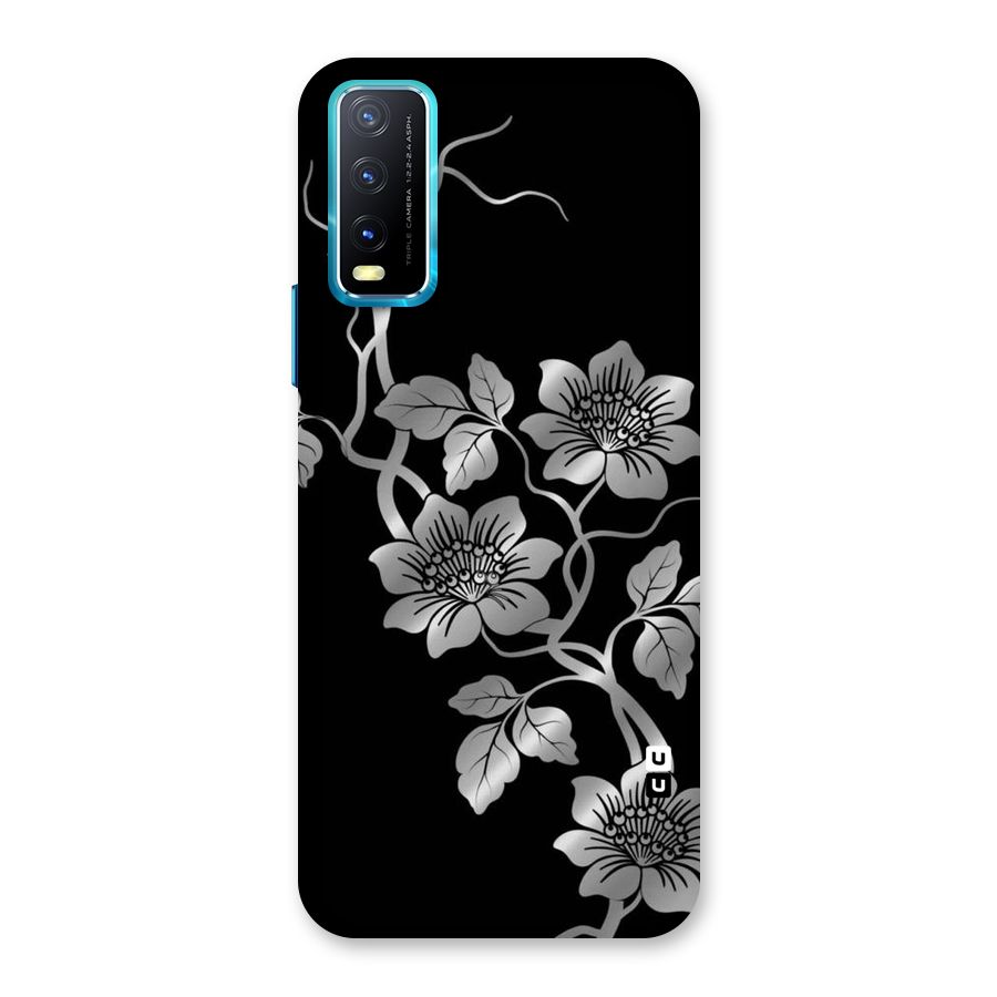 Silver Grey Flowers Back Case for Vivo Y20G