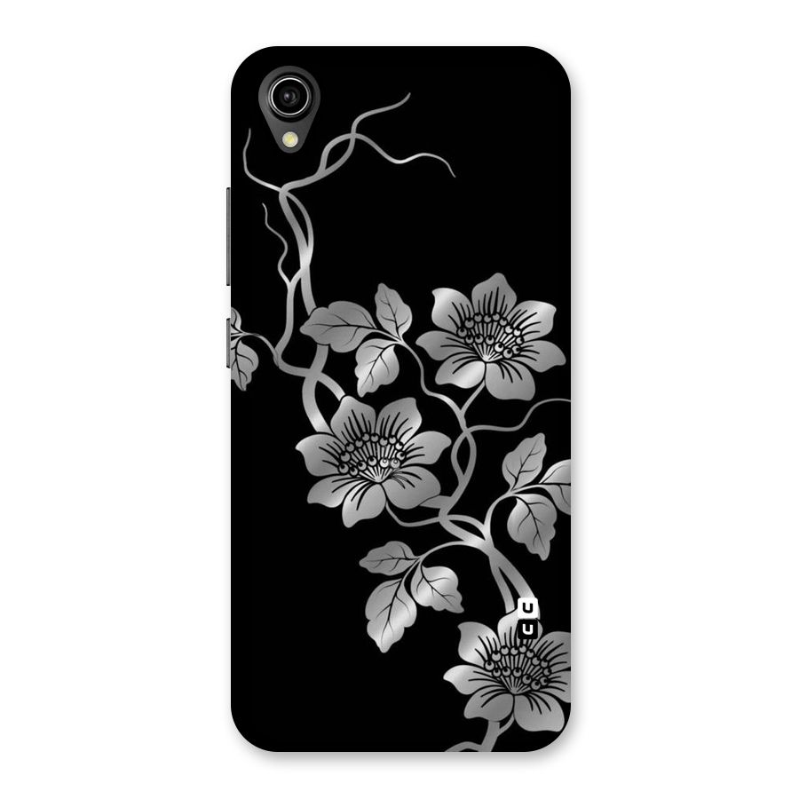 Silver Grey Flowers Back Case for Vivo Y90