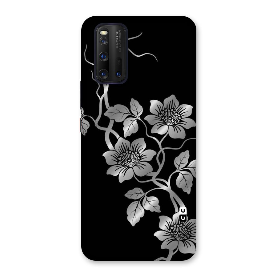 Silver Grey Flowers Back Case for Vivo iQOO 3