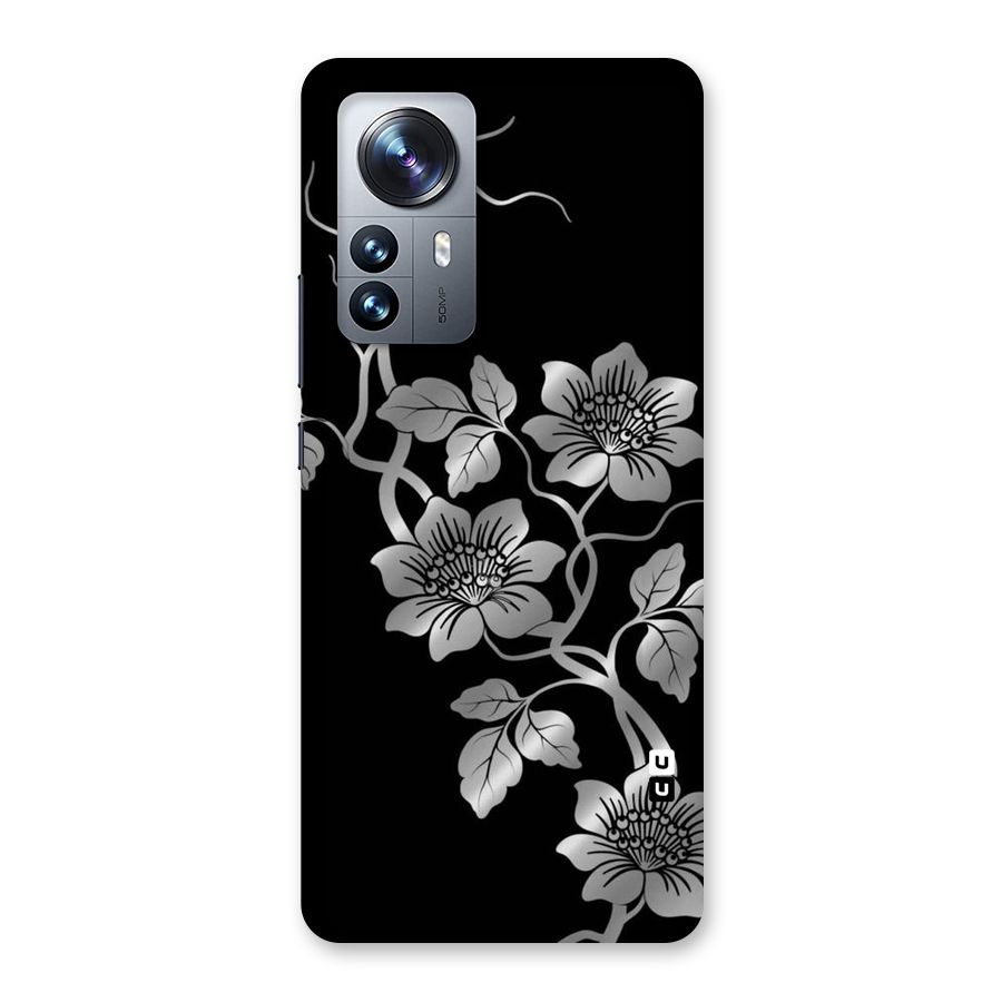 Silver Grey Flowers Back Case for Xiaomi 12 Pro