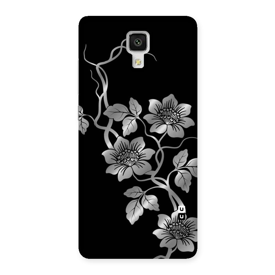 Silver Grey Flowers Back Case for Xiaomi Mi 4