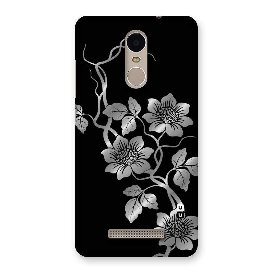 Silver Grey Flowers Back Case for Xiaomi Redmi Note 3