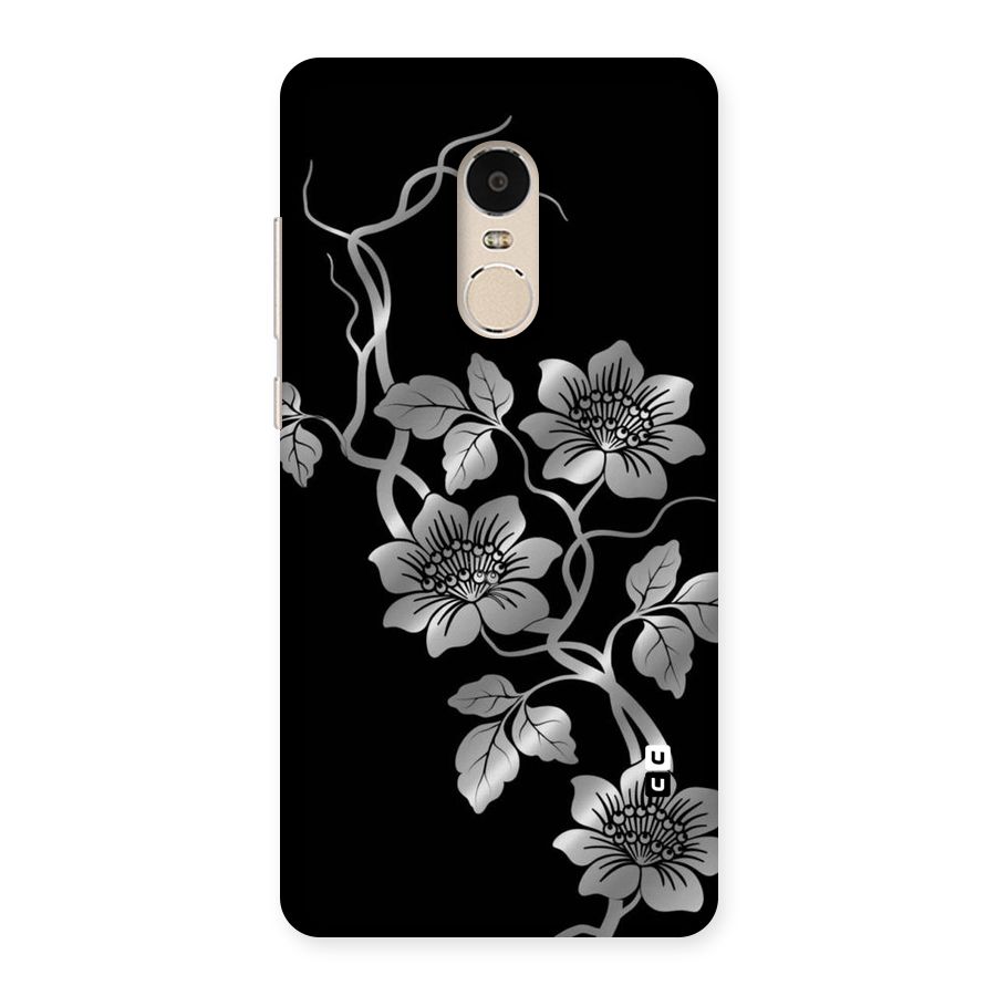 Silver Grey Flowers Back Case for Xiaomi Redmi Note 4