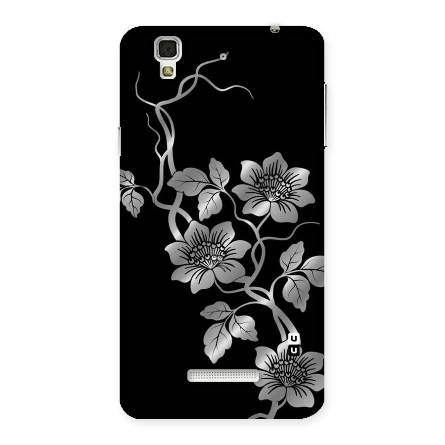 Silver Grey Flowers Back Case for YU Yureka Plus