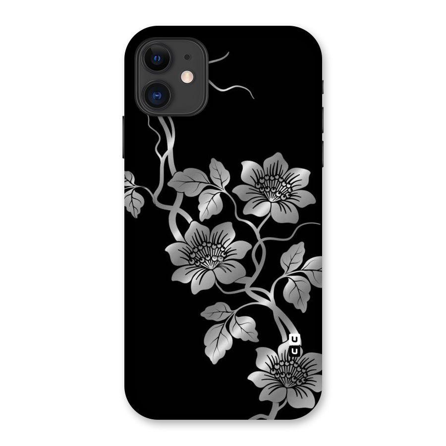 Silver Grey Flowers Back Case for iPhone 11
