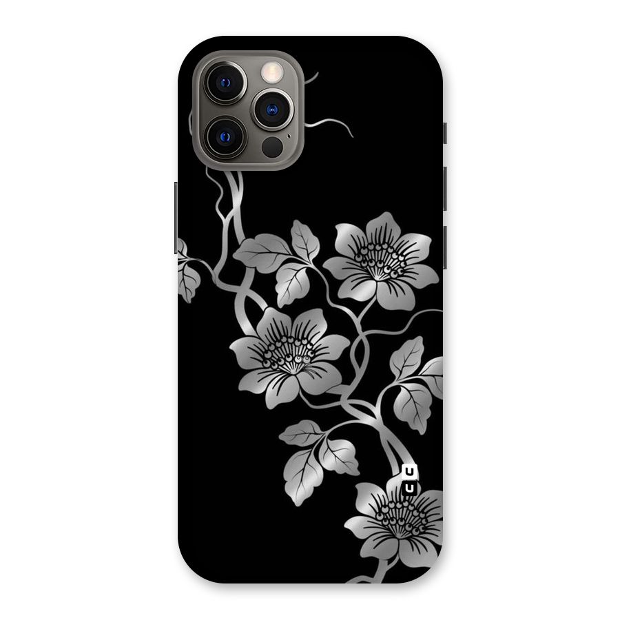 Silver Grey Flowers Back Case for iPhone 12 Pro