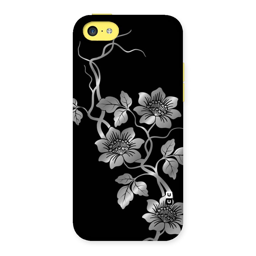 Silver Grey Flowers Back Case for iPhone 5C