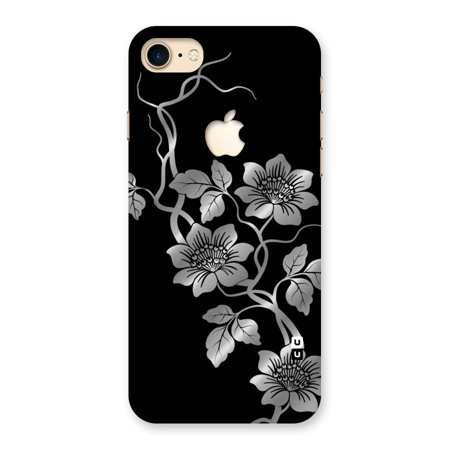 Silver Grey Flowers Back Case for iPhone 7 Apple Cut