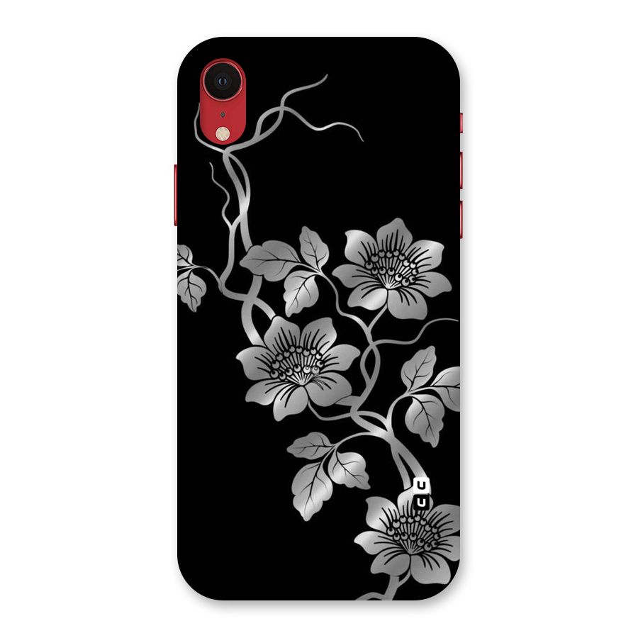 Silver Grey Flowers Back Case for iPhone XR