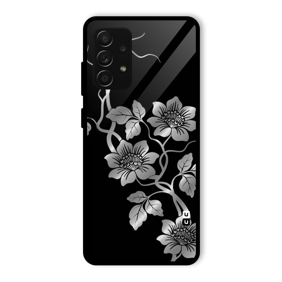 Silver Grey Flowers Glass Back Case for Galaxy A53 5G