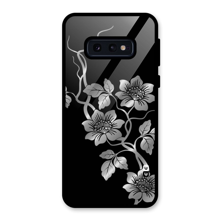 Silver Grey Flowers Glass Back Case for Galaxy S10e