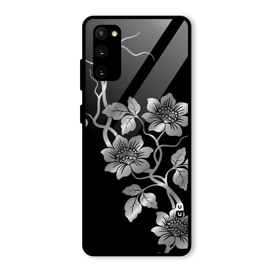 Silver Grey Flowers Glass Back Case for Galaxy S20 FE