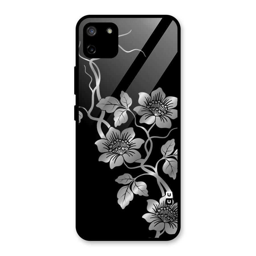 Silver Grey Flowers Glass Back Case for Realme C11