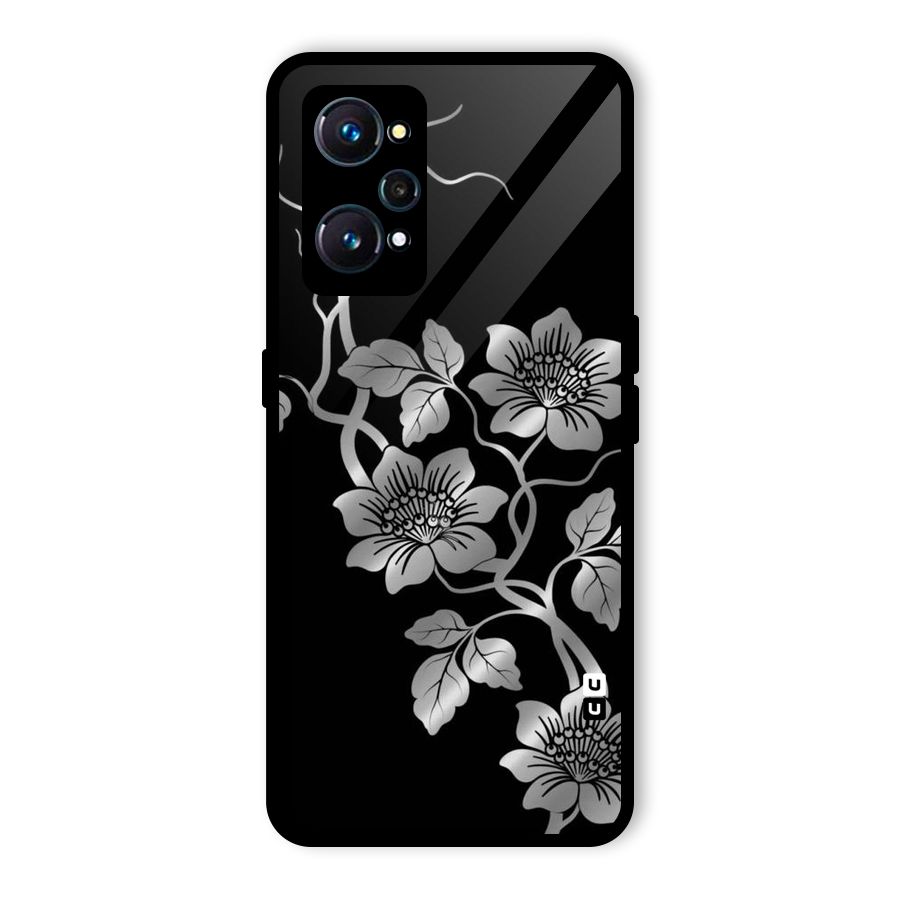 Silver Grey Flowers Glass Back Case for Realme GT 2