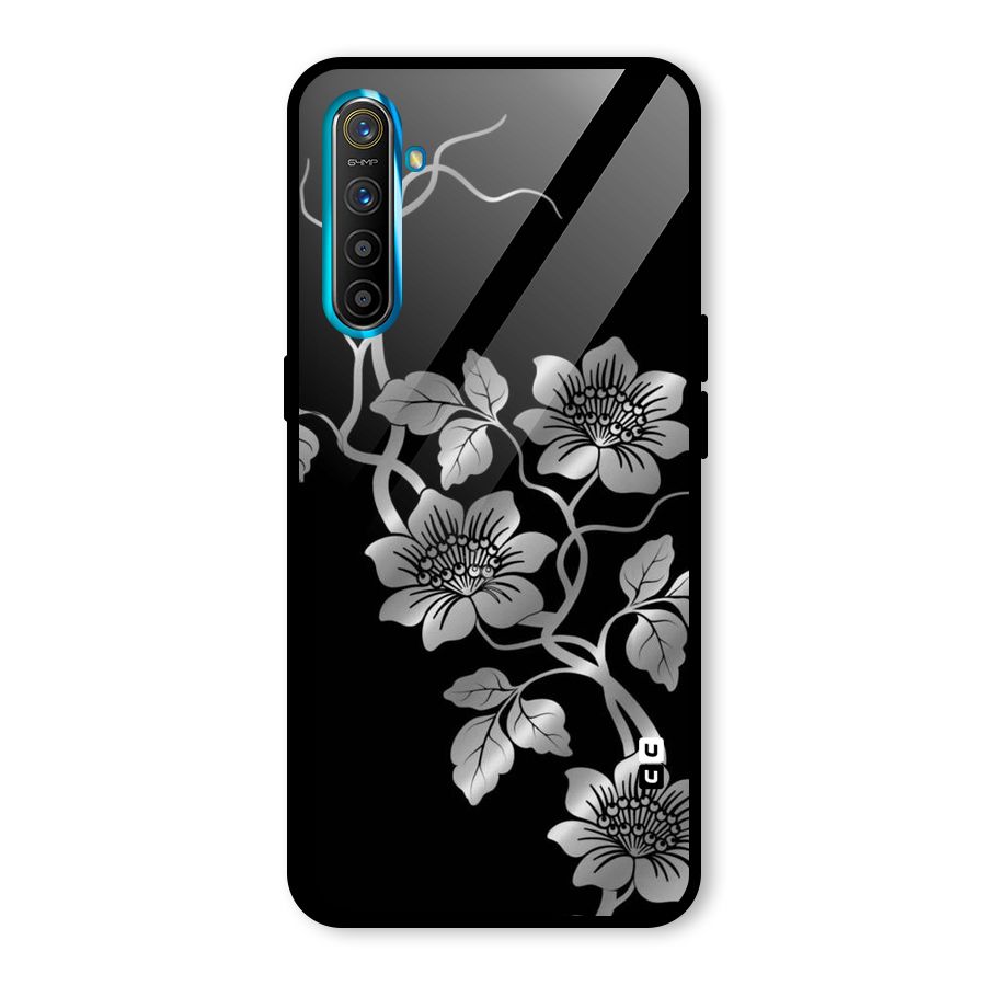 Silver Grey Flowers Glass Back Case for Realme X2