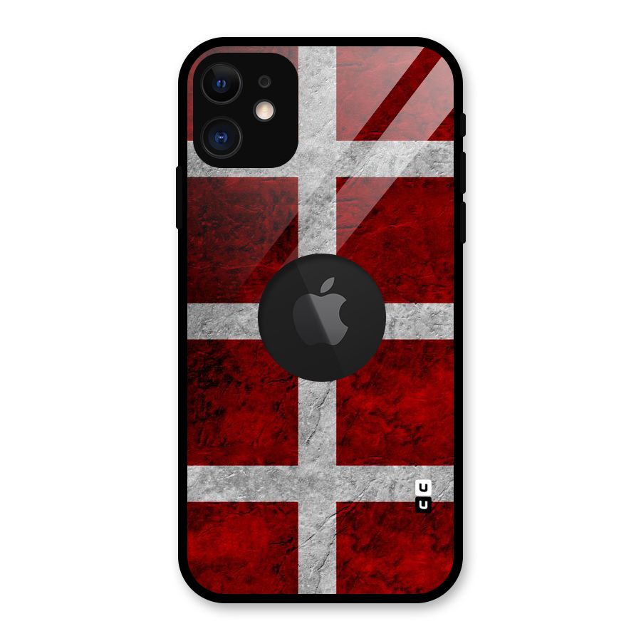 Silver Lines Glass Back Case for iPhone 11 Logo Cut