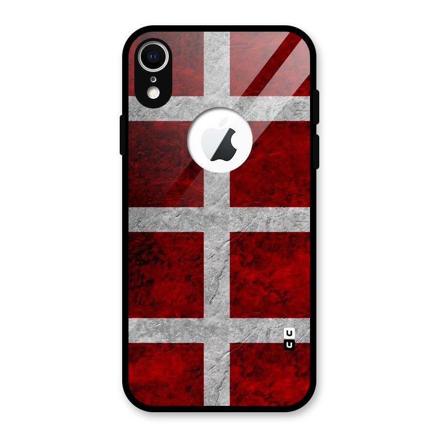 Silver Lines Glass Back Case for iPhone XR Logo Cut